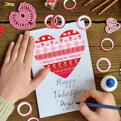 Whaline 12 Rolls Valentine Washi Tape Red Pink Heart Gnome Love Masking Tape - Image 4