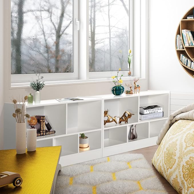 Tangkula 5 Cube Bookcase, 2 Tier Wooden Storage Open Bookshelf, Kid's Playroom - Image 6