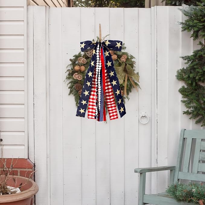Large Patriotic Star Ribbon Bow - Image 5