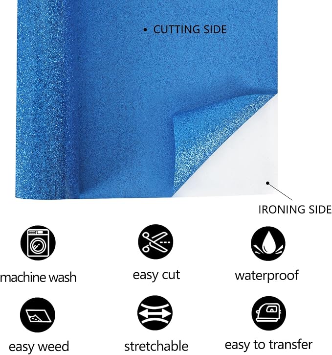 FUNKAKA Glitter Blue HTV Heat Transfer Vinyl Rolls - Image 3