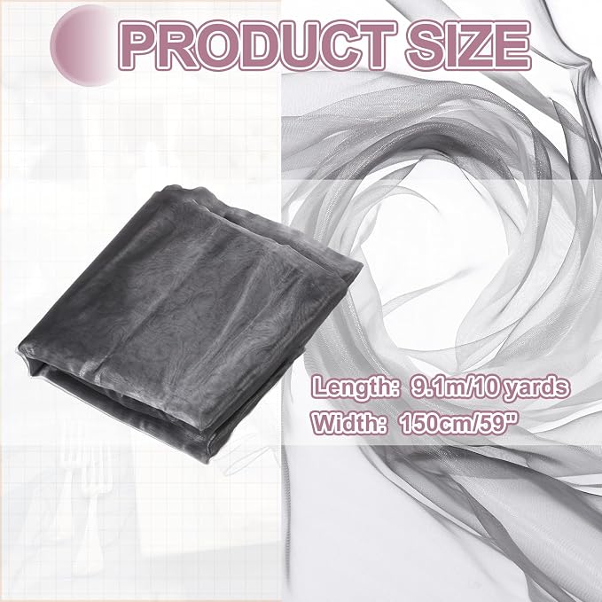 MECCANIXITY Iridescent Sheer Organza Fabric, 10 Yards x 59 Inches Solid - Image 2