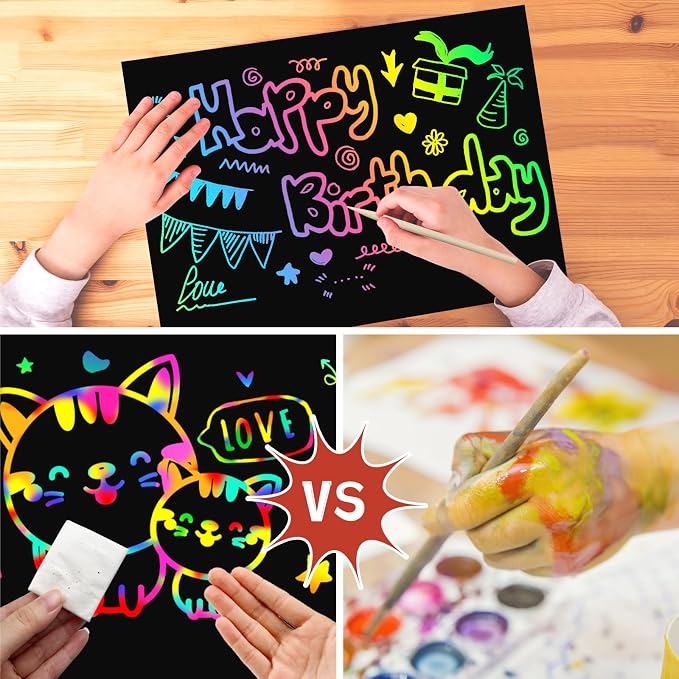 ZMLM Scratch Paper Art Craft: 2 Pack Rainbow Scratch Set - Image 5