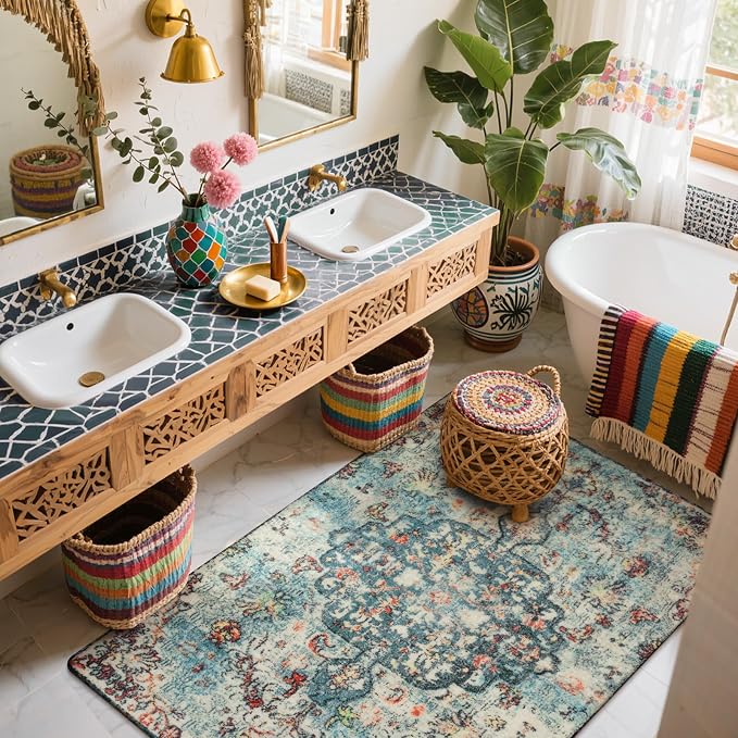 Lahome Bohemian Floral Medallion Area Rug - Image 8