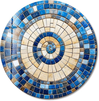 My Photostation.com 24'' Diameter Coastal Sunburst Beige & Blue Round Glass - Image 8