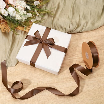 LaRibbons Brown Satin Ribbon 1 Inch 50 Yards Thin Luxury Double Faced Mocha - Image 2