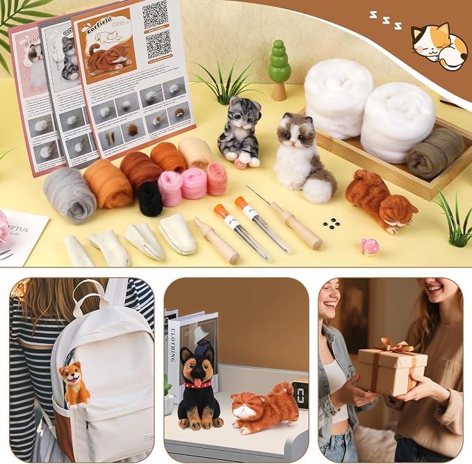 Mayboos 12 Pcs Needle Felting Kit, Animal Needle Felting Beginner Kits Wool - Image 3