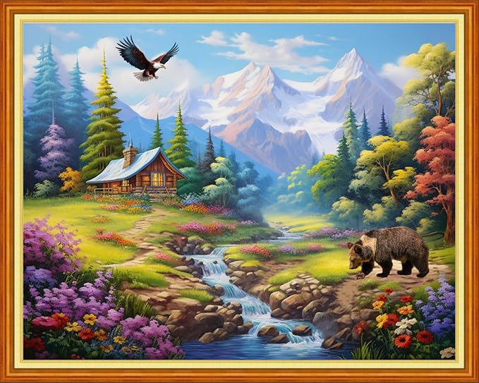 Dooxvey Cross Stitch Kits for Adults, 16x20 inch Forest Landscape, 11CT Pre by DooxveyStampedEmbroideryKit