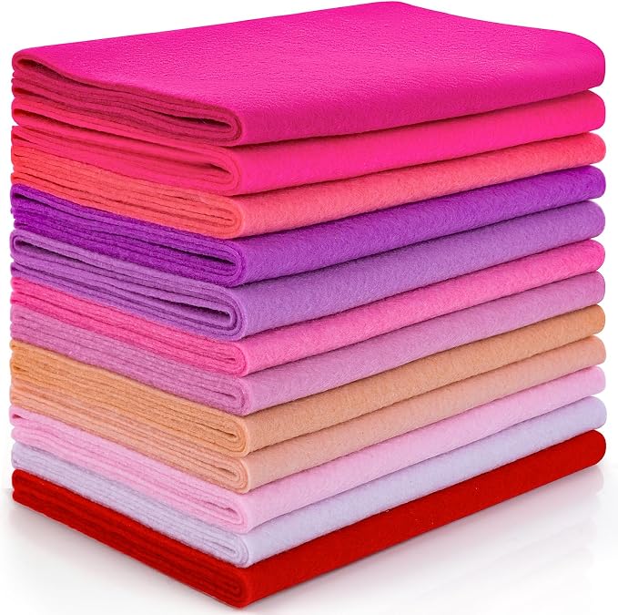12 Rolls 8"x35" 1.4mm Thick Soft Felt Fabric Sheet 12 Assorted Pink Series - Image 8