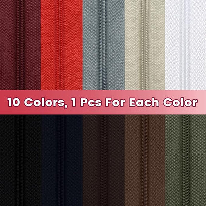 DOITEM 31 Yards 10 PCS Sewing Zippers #3 Nylon Coil Zippers Assorted Zipper - Image 2