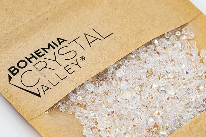 100pcs Faceted Fire Polished Pressed Czech Glass Beads 3mm, Crystal AB - Image 2