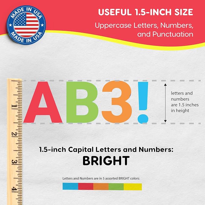 FreshCut Crafts 636 Pcs 1.5 in. Bright Bulletin Board Letters & Numbers - Image 3