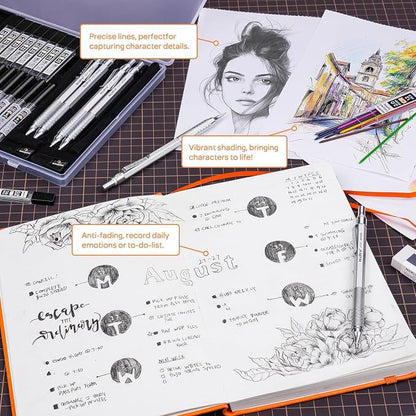 Nicpro 22PCS Metal Mechanical Pencil Set in Case, Art Drafting Pencil 0.5 - Image 4