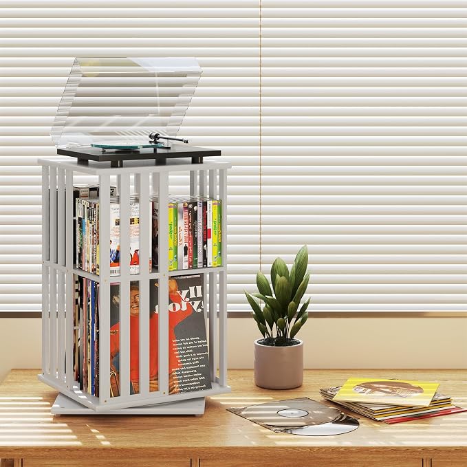 XIMN 360° Rotating Bamboo CD/DVD Shelf - Image 4