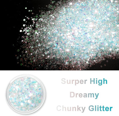 Renfio Opal Chunky Glitter, 1.58oz/45g White Glitter, Dreamy High Sparkle - Image 2