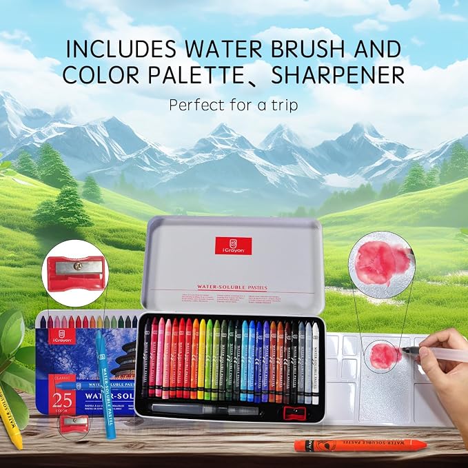 25 Colors Water Soluble Pastels, Watercolor Pastels Set - Image 7