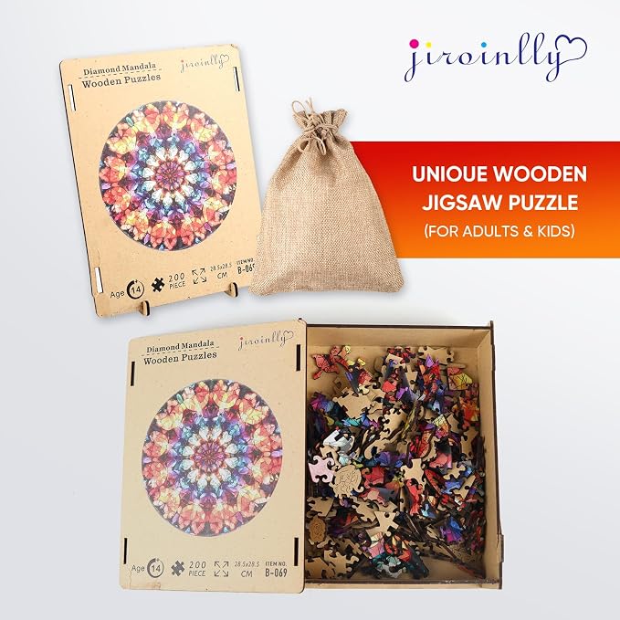 Puzzles for Adults Crystal Mandela Wooden Puzzles, 200 Pieces Unique Shaped - Image 7