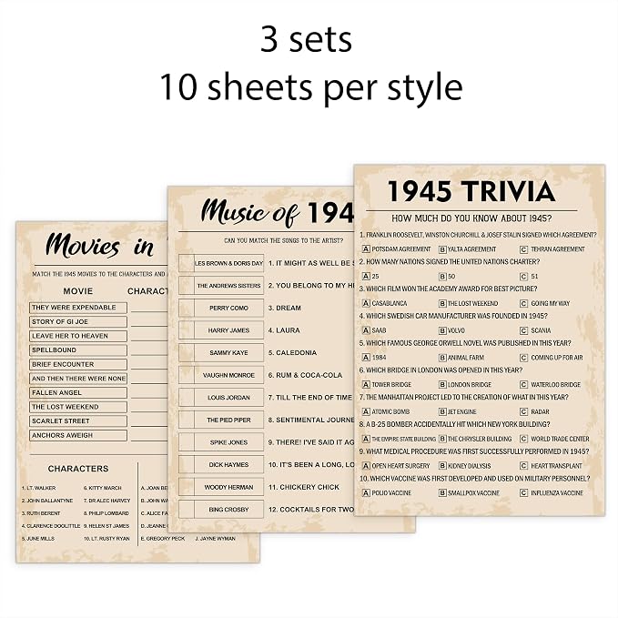 80th Birthday Party Games, Born in 1945 Games Bundle, Birthday Party Supplies - Image 4
