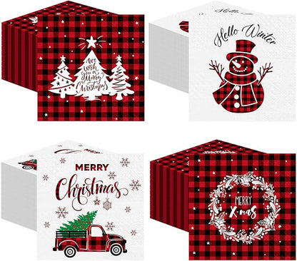 Janlaugh 200 Pcs Christmas Paper Cocktail Napkins Disposable 2 Ply Xmas Style by Janlaugh