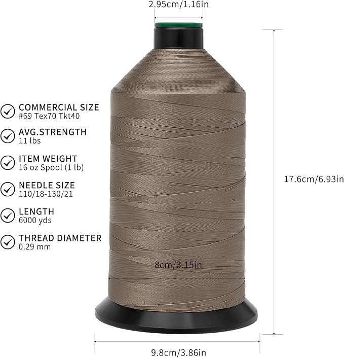Extra Strong Bonded Nylon Thread #69 Tex70 – 16 OZ, Versatile Stitching Solution - Image 2