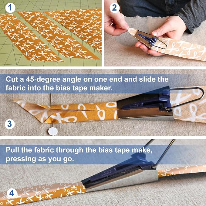 Jeimier 5 Sizes Bias Tape Makers, Upgraded Bias Binding Tape Making Tool - Image 4