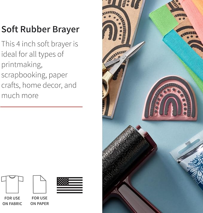 Speedball Pop-in Soft Rubber Brayer, Comfort Grip Handle - Image 2