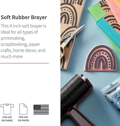 Speedball Pop-in Soft Rubber Brayer, Comfort Grip Handle - Image 2