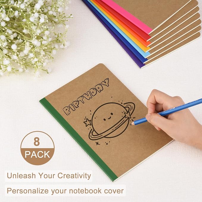 ZCZN 8 Pack Colorful Lined Notebooks Bulk, A5 Journals - Image 4