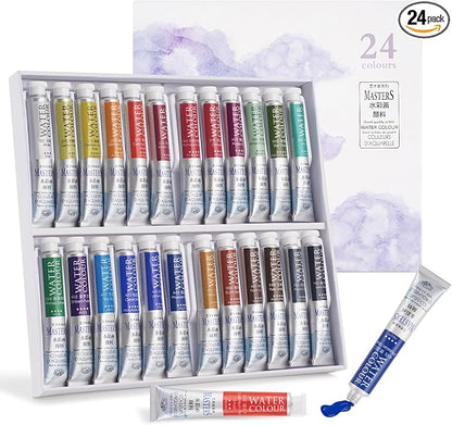 LIGHTWISH Professional Watercolor Paint Tube Set Artist Grade, 9 ML 24 Vivid by LightwishArtSupplies