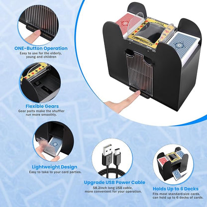 Automatic Card Shuffler 6 Deck Heavy Duty Electric Card Shuffler, - Image 7