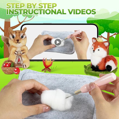MOREJMTT Needle Felting Kit, Wool Felt Needle Felting Tools Foam Pad, Craft - Image 3