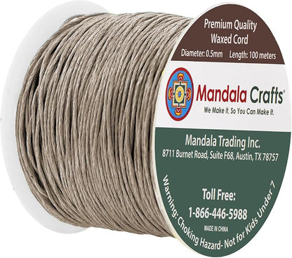 Mandala Crafts 0.5mm 109 Yards Taupe Cotton Waxed Cord - Image 2