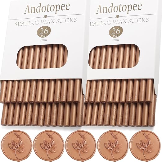 52pcs Red Bronze Sealing Wax Sticks, Andotopee Glue Gun Wax Seal Sticks by Andotopee