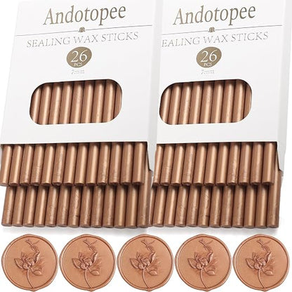 52pcs Red Bronze Sealing Wax Sticks, Andotopee Glue Gun Wax Seal Sticks by Andotopee