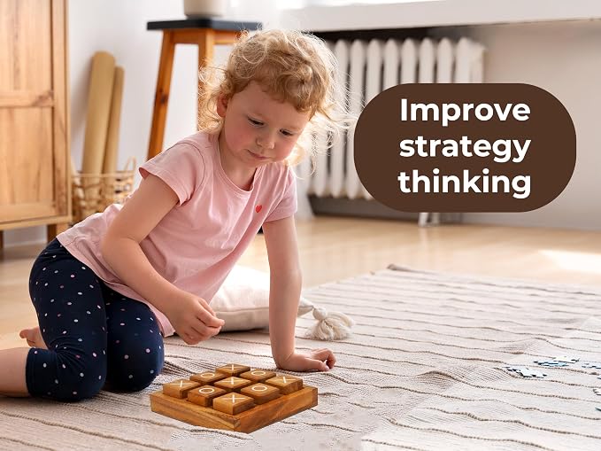BSIRI Wooden XO Blocks Tic Tac Toe Board Games - Image 6