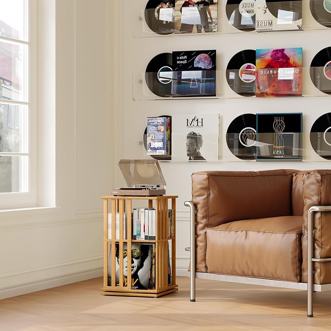 XIMN 360° Rotating Bamboo CD/DVD Shelf - Image 5