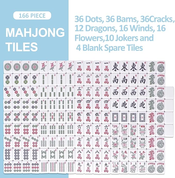 American Mahjong Tile Set with 166 Blue Back Tiles - Image 3