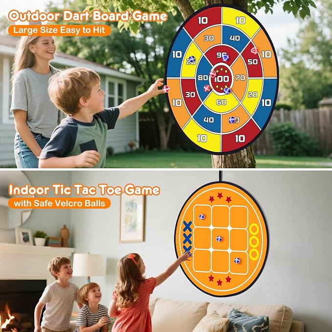 3-in-1 Dart Board for Kids and Adults, Sticky Tic Tac Toe Dart Game for Indoor - Image 3