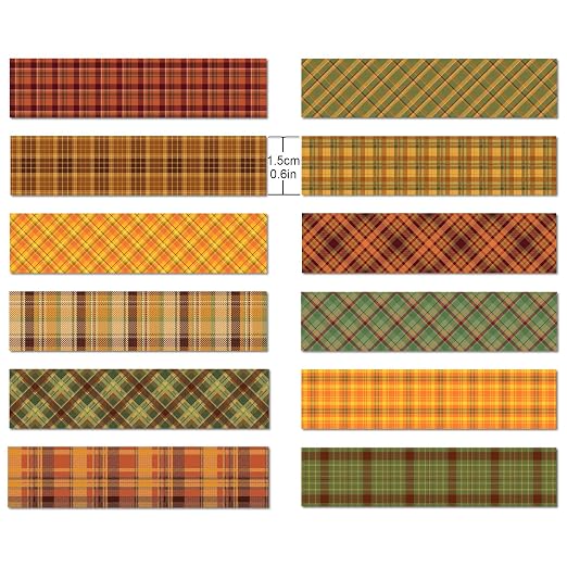 12 Pcs Thanksgiving Washi Tape Plaid Pattern Masking Tape Decorations - Image 3