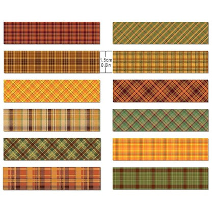 12 Pcs Thanksgiving Washi Tape Plaid Pattern Masking Tape Decorations - Image 3