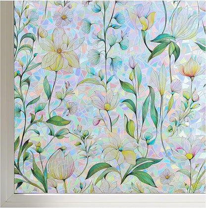 FINNEZ Window Privacy Film Stain Glass Film Flowers Rainbow Window Film Window by FINNEZ