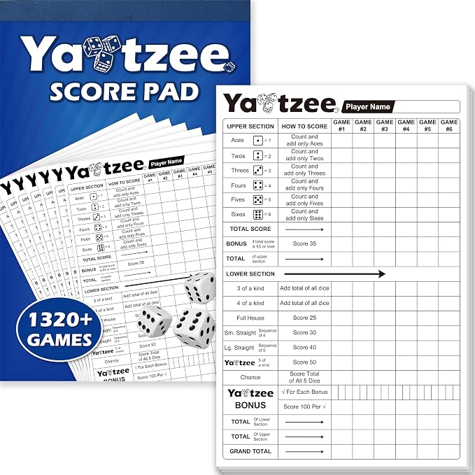 Gethelud 110 Sheets Score Pad for Yahtzee, 220 Tear-Off Pages Score Pad Large by Gethelud