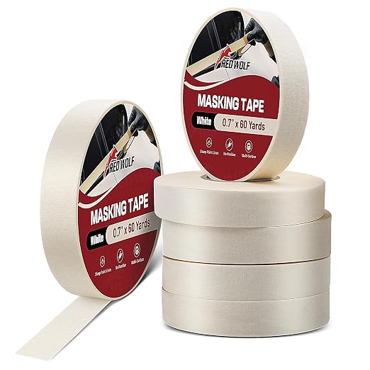 RED WOLF 6 Pack Masking Tape 0.7" x 60 Yards, General Purpose by REDWOLF