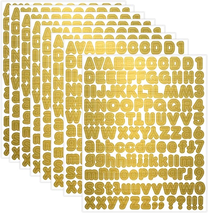 Starboling Letter Stickers, 1/2 inch Gold Alphabet Stickers, Self-Adhesive Vinyl by Starboling
