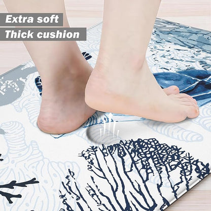 Coastal Beach Kitchen Floor Mat Rugs Nautical Decorative Coral Sea Turtle - Image 3