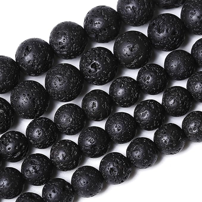 6MM 120pcs Natural Stone Beads Black Volcanic Lava Gemstone Round Loose Beads by Unknown