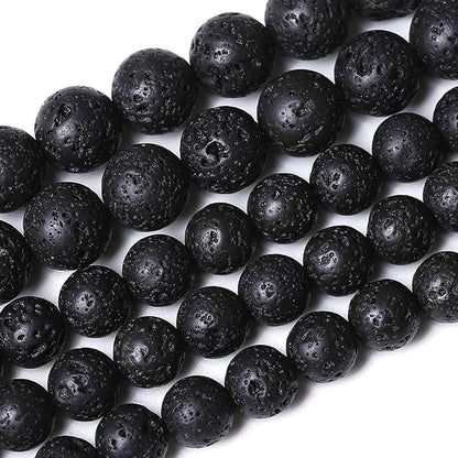 6MM 120pcs Natural Stone Beads Black Volcanic Lava Gemstone Round Loose Beads by Unknown