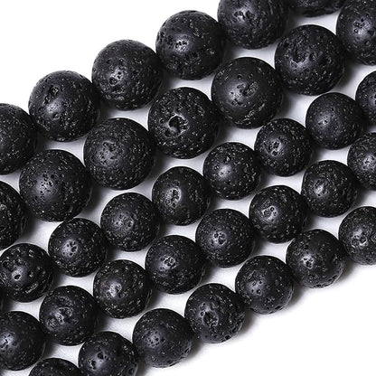 10MM 72pcs Natural Stone Beads Black Volcanic Lava Gemstone Round Loose Beads by Unknown