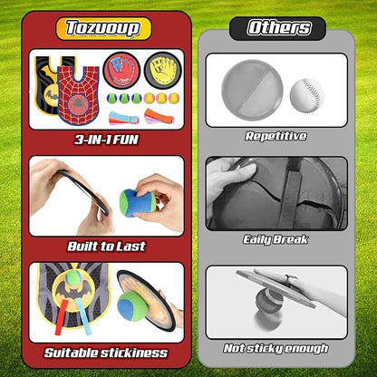 3-in-1 Toss and Catch Ball Game Set, Kids Toddler Baseball Glove, Beach Games - Image 6