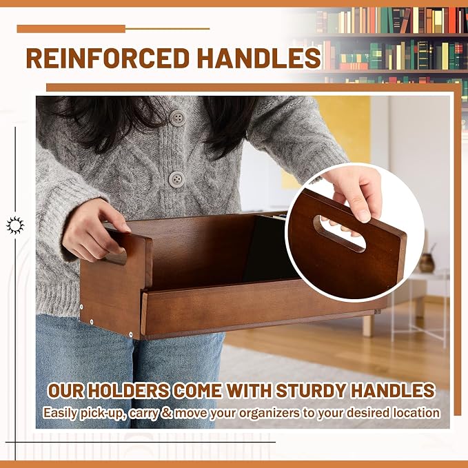 4 Set Wooden CD Storage Box Holder Shelf Cassette Tape Display Racks - Image 5