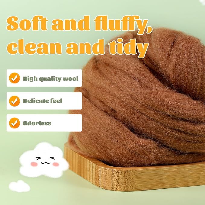 3.53oz Wool Roving Yarn, Fiber Roving Wool Top, Pure Wools, Chunky Yarn - Image 3